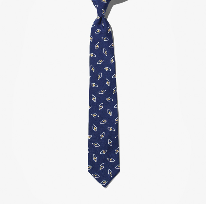 SILK PRINTED TIE (CANVAS SCHAPPE PATTERN 1) NAVY