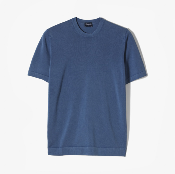 CREWNECK COTTON T-SHIRT WASHED BLUE