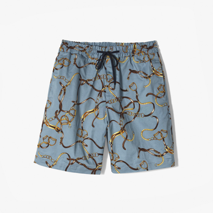 JOGGER STYLE BERMUDA SHORTS (STRETCH GABARDINE WITH BRIDLE PRINT) LIGHT BLUE