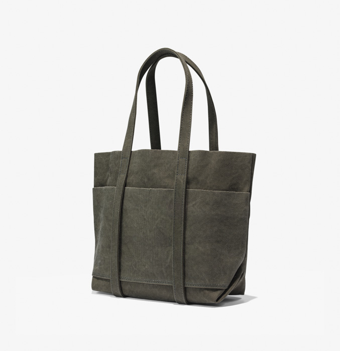 WASHED CANVAS 6POCKETS TOTE (S) KHAKI