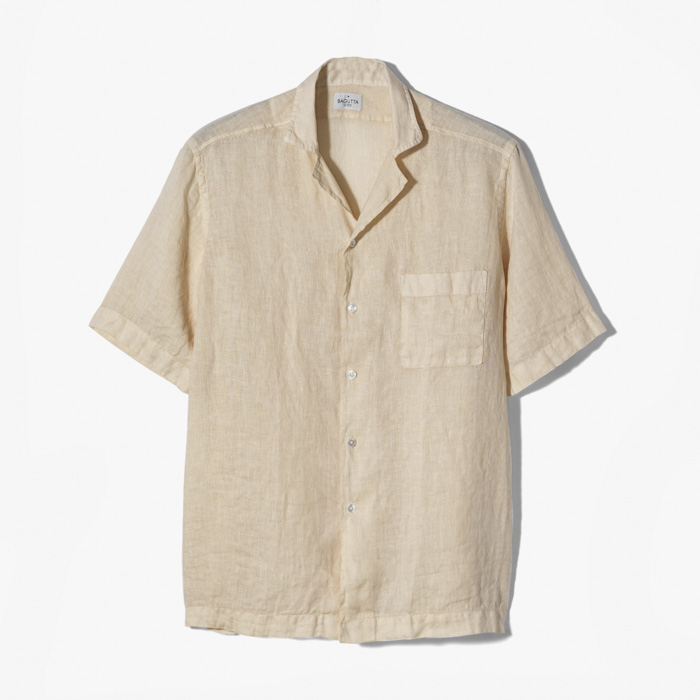 MAUI CAMP SHIRT (LINEN GARMENTDYED) TAUPE