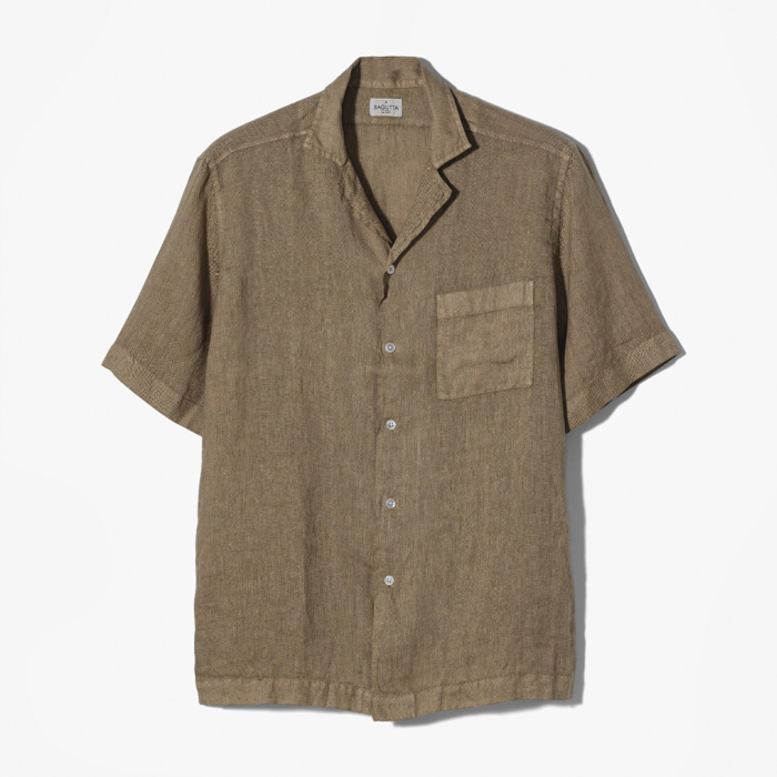 MAUI CAMP SHIRT (LINEN GARMENTDYED) LIGHT BROWN