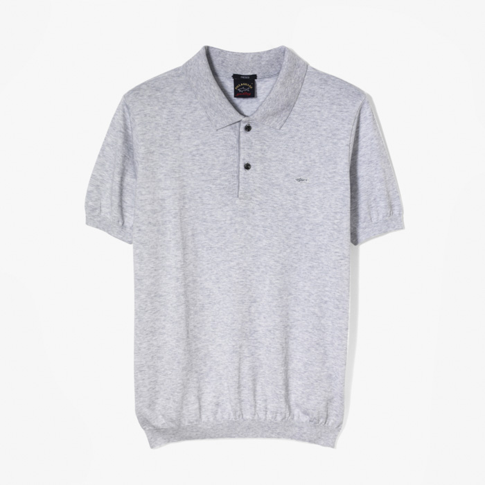 MENS KNITTED POLOSHIRT (FRESH COTTON) HEATHERED GRAY