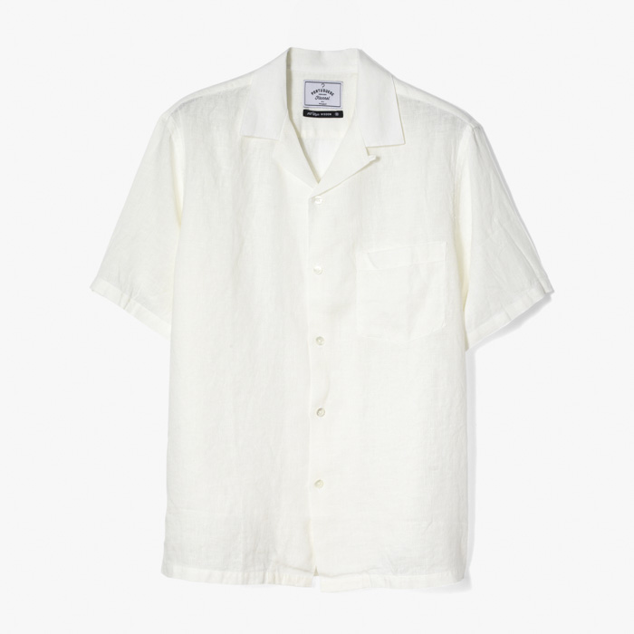 CAMP COLLAR LINEN SHIRT WHITE