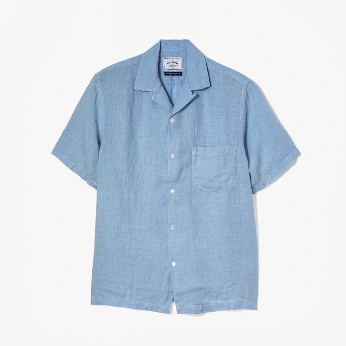 CAMP COLLAR LINEN SHIRT SKY BLUE