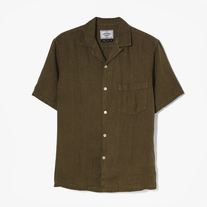 CAMP COLLAR LINEN SHIRT OLIVE