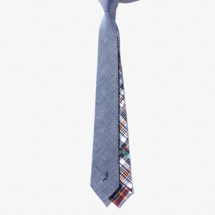 2 FACE TIE PATCH MADRAS NAVY