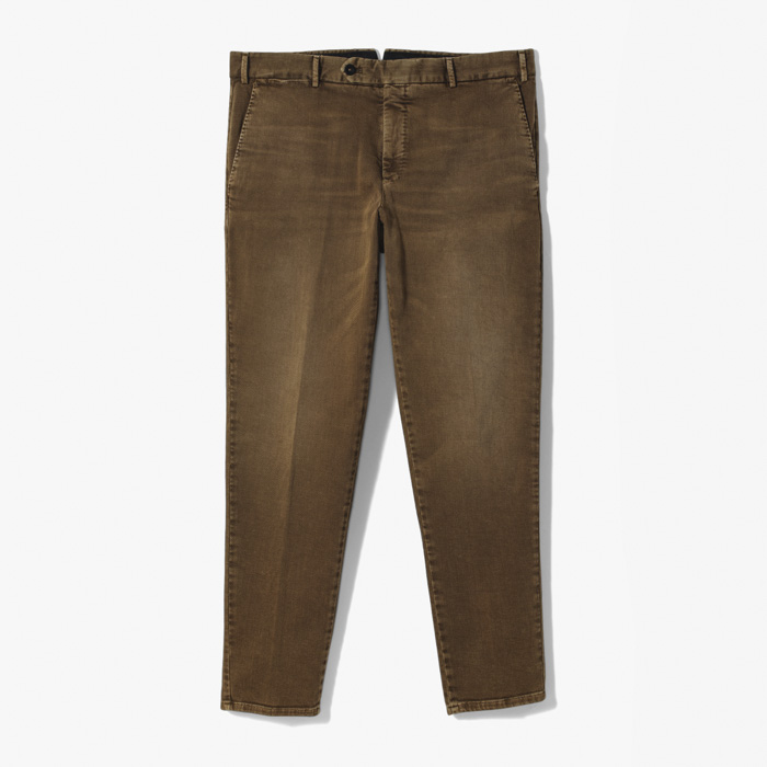 RAVE STYLE RELAXED FLAT-FRONT PANT (VINTAGE EFFECT STRETCH DRILL) BROWN