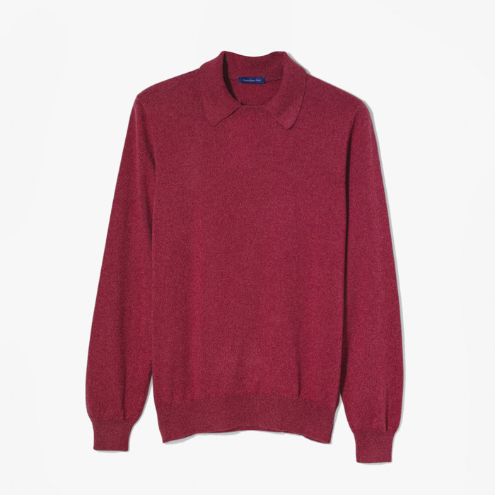 CASHMERE POLO ROUND NECK KNIT CHERRY