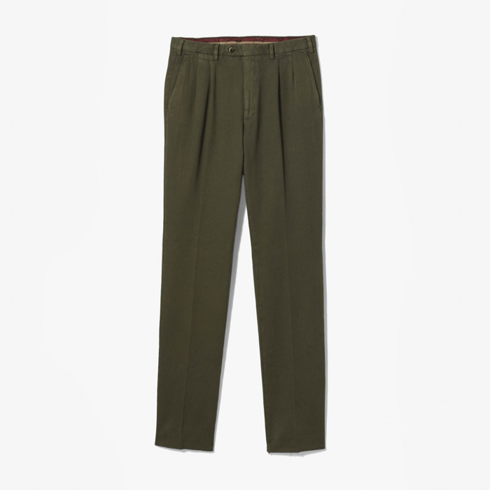 SLIM FIT 2PLEATS PANT X SFM (CAVALRY COTTONE LANA) MILITARY GREEN