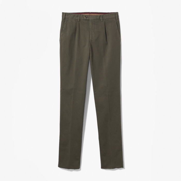 SLIM FIT 1PLEAT PANT X SFM (GARBARDINA STERTCH) LODEN GREEN