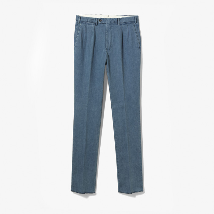 DENIM SLIM FIT 2PLEATS PANT X SFM  (STRETCH) WASHED BLUE