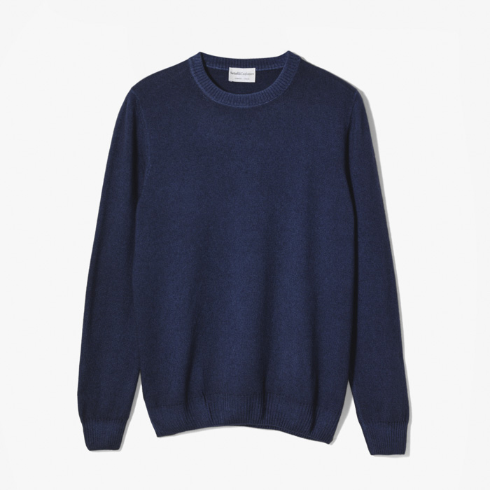 CASHMERE CREW NECK KNIT (GARMENT DYED) NAVY