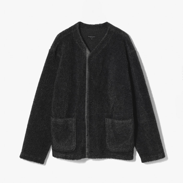 KNIT CARDIGAN (WOOL POLY SHAGGY KNIT) CHARCOAL GRAY