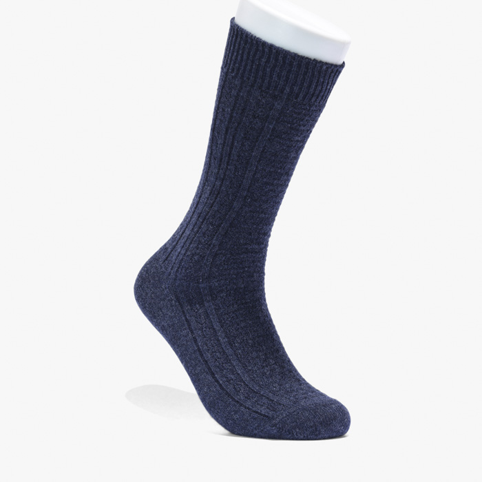 WOOL CASHMERE LINKS CREW SOCKS INDIGO