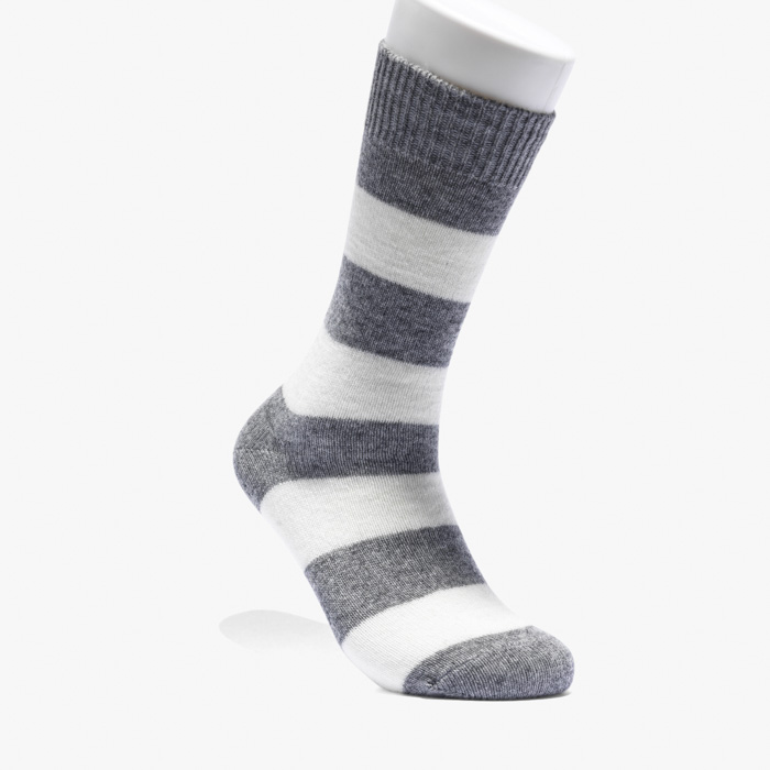 WOOL CASHMERE STRIPE CREW SOCKS GRAY