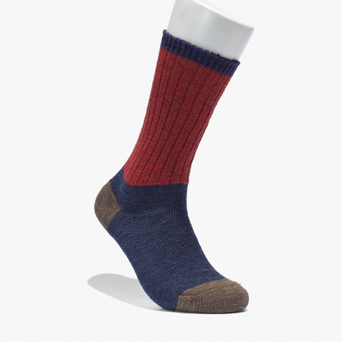 SLUB PANEL CREW SOCKS RED