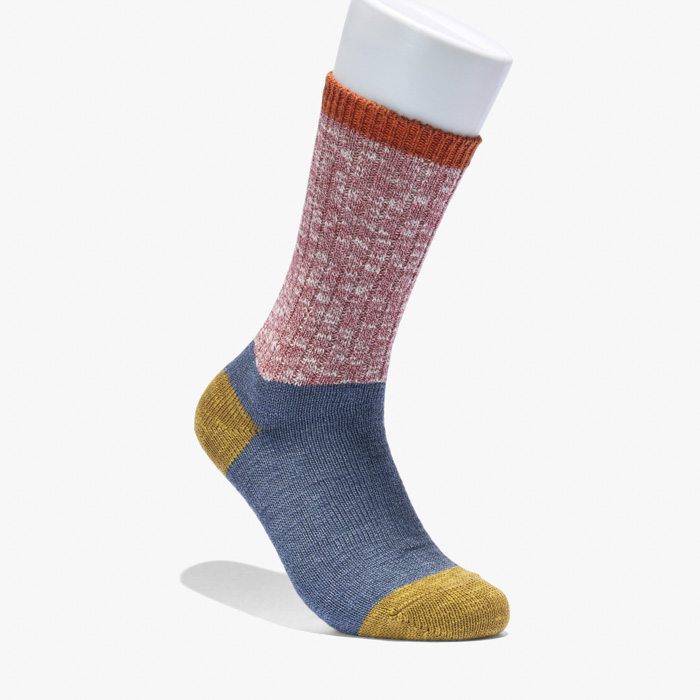 SLUB PANEL CREW SOCKS PINK