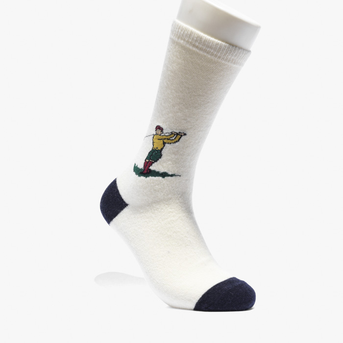 WOOL GOLF CREW SOCKS WHITE