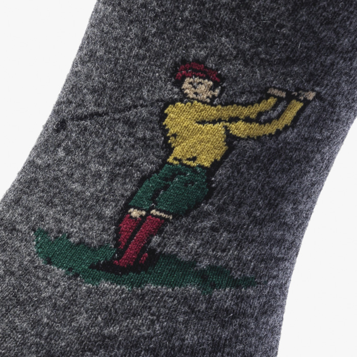 WOOL GOLF CREW SOCKS GRAY