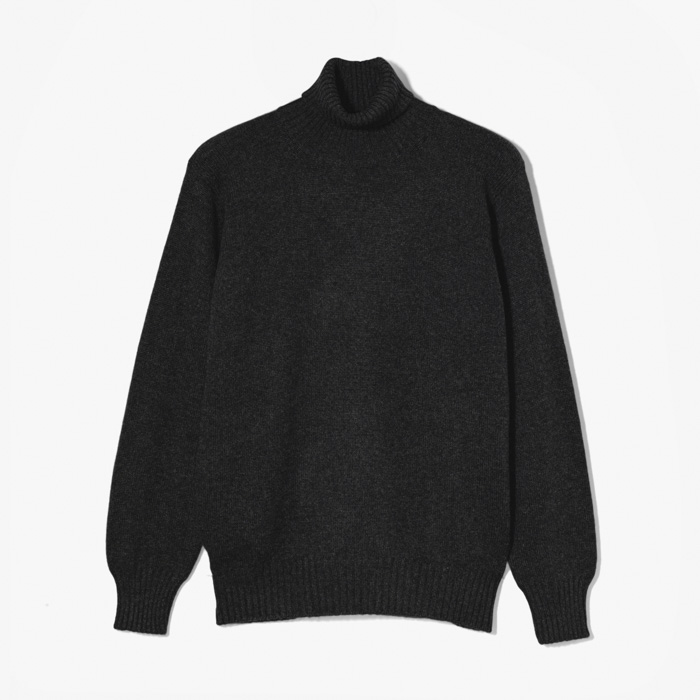 CASHMERE TURTLE NECK KNIT DARK GRAY