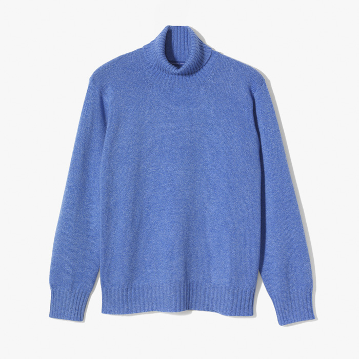 CASHMERE TURTLE NECK KNIT LIGHT BLUE