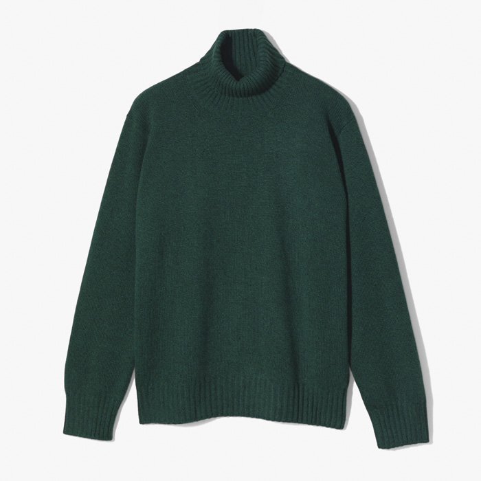 CASHMERE TURTLE NECK KNIT DARK GREEN