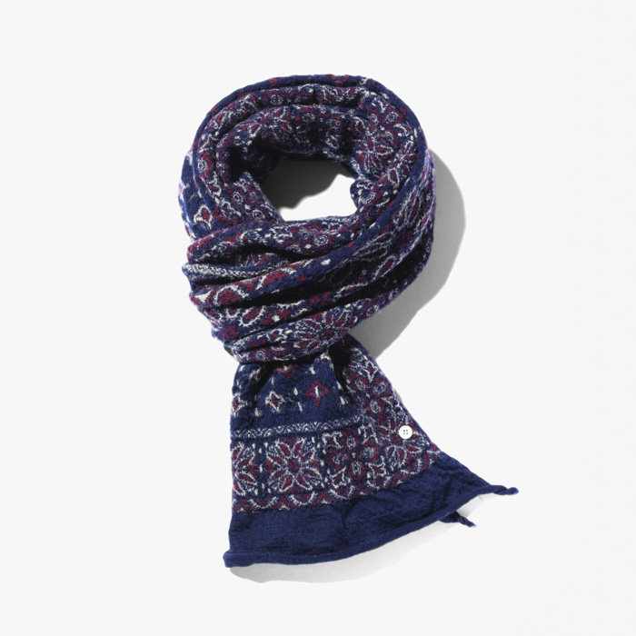 FULLING WOOL HAPPY SCARF (COLORFUL BIG MAMA BANDANA) NAVY