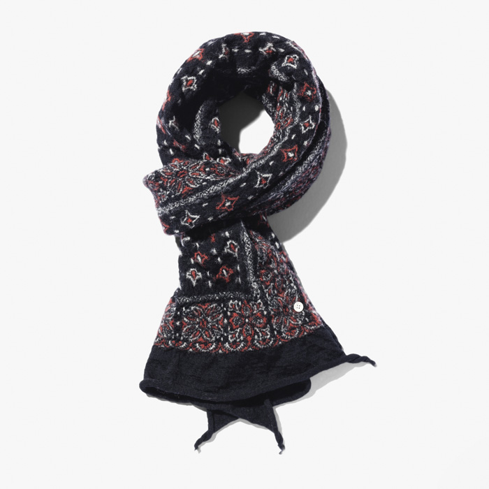 FULLING WOOL HAPPY SCARF (COLORFUL BIG MAMA BANDANA) BLACK