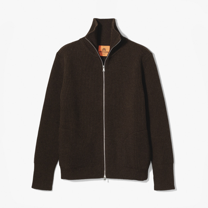 NAVY FULL-ZIP POCKETS JACKET BROWN