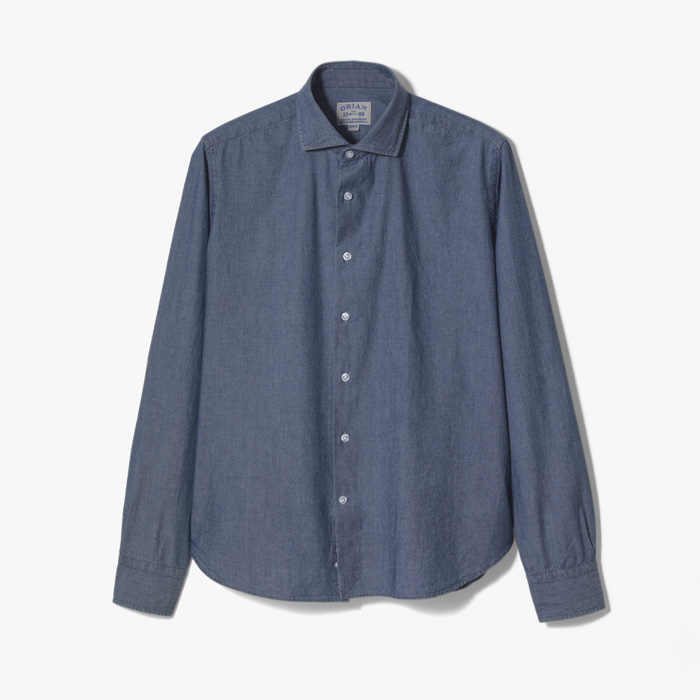 DENIM SLIM SHIRT 1 (WASHED SLIM FIT) WASHED BLUE