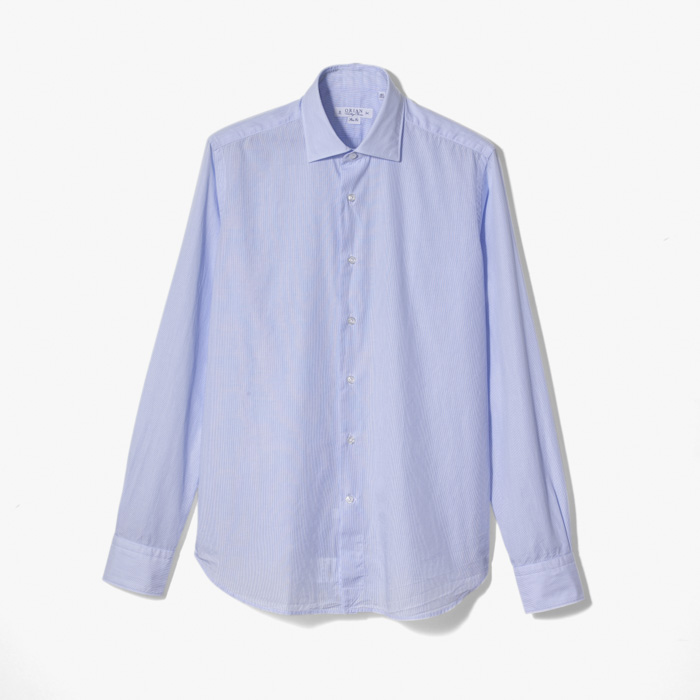 CLASSIC WASHED SLIM SHIRT (PENCIL STRIPE) BLUE