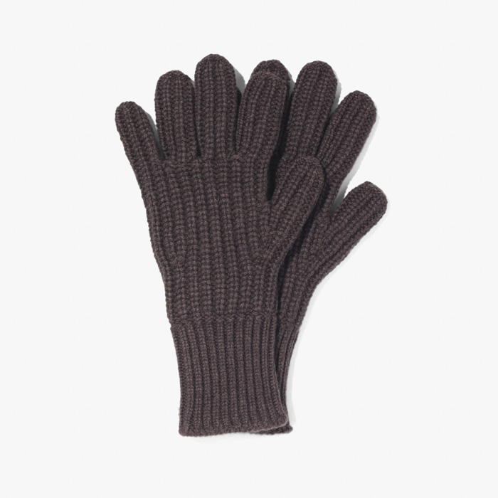 CASHMERE GLOVE (ENGLISH RIB 3 PLY) BROWN