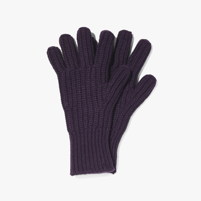 CASHMERE GLOVE (ENGLISH RIB 3 PLY) PURPLE