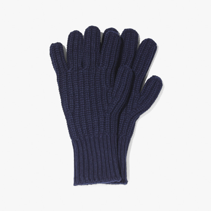 CASHMERE GLOVE (ENGLISH RIB 3 PLY) NAVY