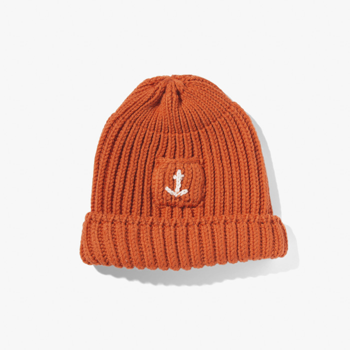 SHORT BEANIE WITH POCKET(ANCHOR) ORANGE