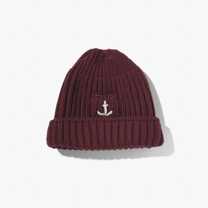 SHORT BEANIE WITH POCKET(ANCHOR) BORDO