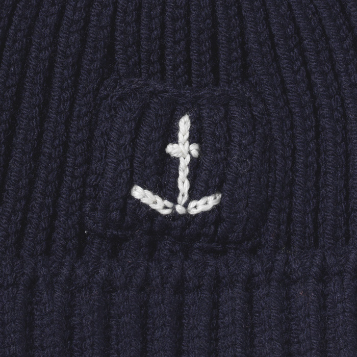 SHORT BEANIE WITH POCKET(ANCHOR) BLUE