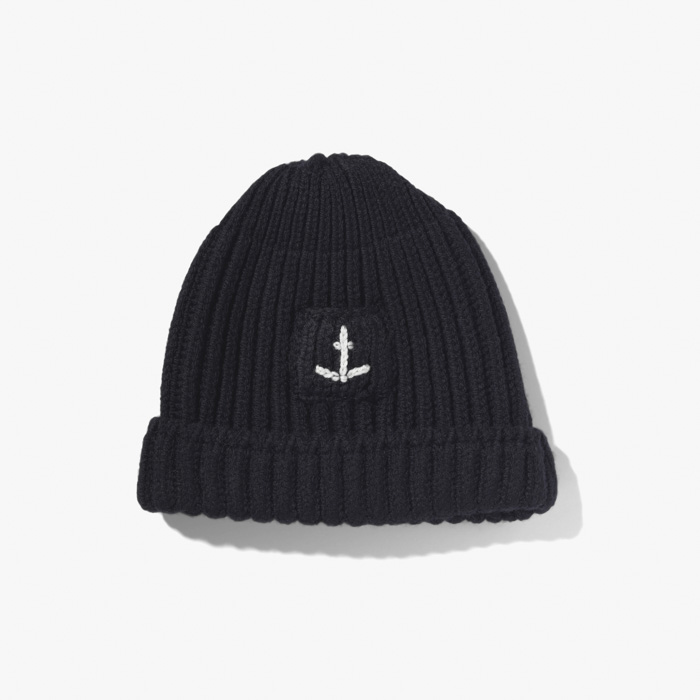 SHORT BEANIE WITH POCKET(ANCHOR) BLACK