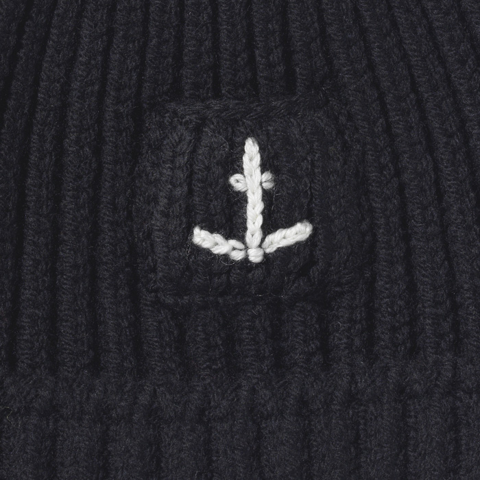 SHORT BEANIE WITH POCKET(ANCHOR) BLACK