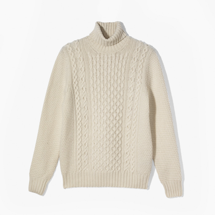 ARAN TURTLENECK KNITWEAR IVORY