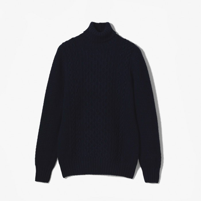 ARAN TURTLENECK KNITWEAR DARK NAVY