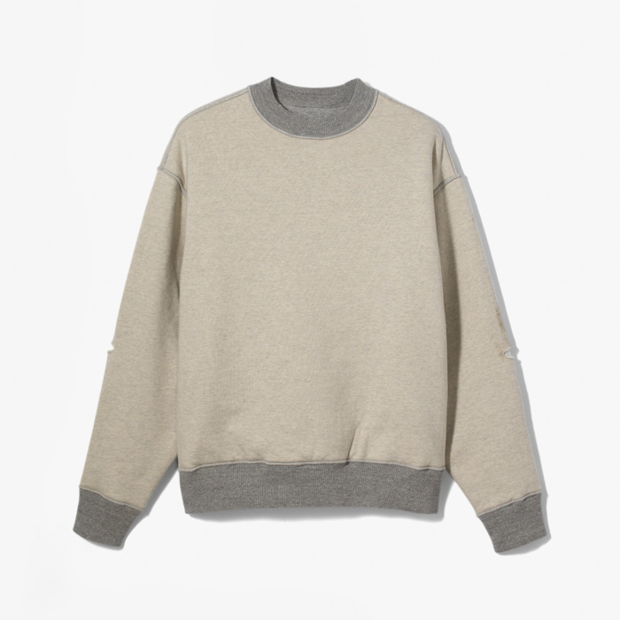 TOP SWT KNIT REVERSIBLE ELBOW-RIP SWEATSHIRT(WONEYBOWY) NATURAL