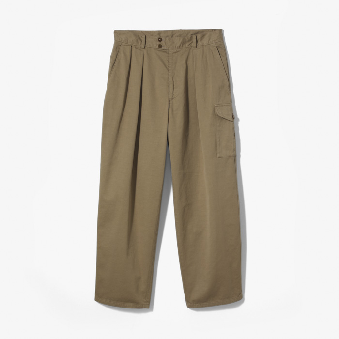 GARMENT DYED GURKHA TROUSERS (FINX BAGGY SATIN) KHAKI