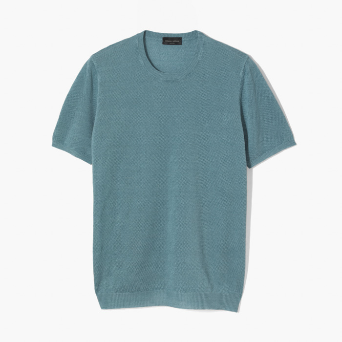 PIQUET CREWNECK KNITWEAR TURQUOISE BLUE