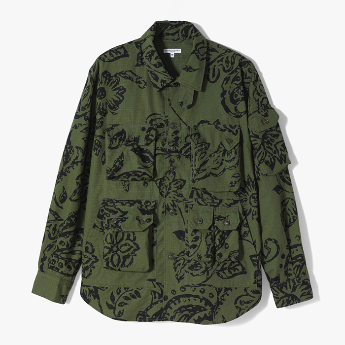 EXPLORER SHIRT JACKET (FLORAL PRINT RIPSTOP) OLIVE