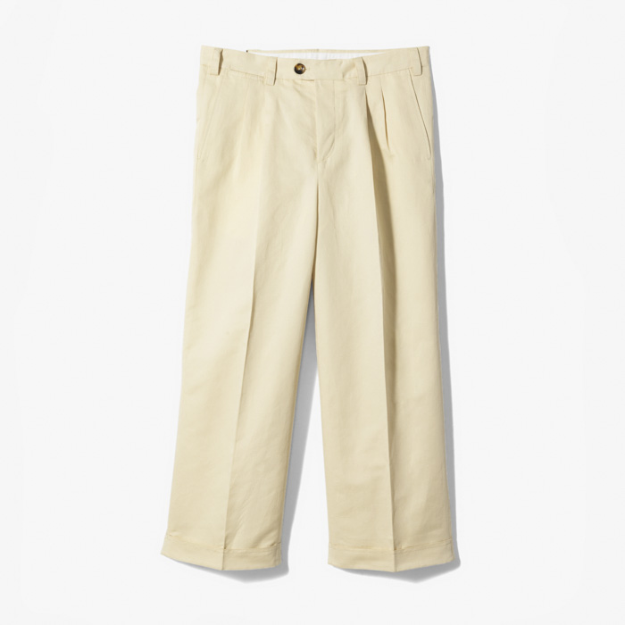 THE PAINTER STYLE REGULAR FIT 2PLEATS PANT (COTTON&LINEN LIGHT GABARDINE) NATURAL