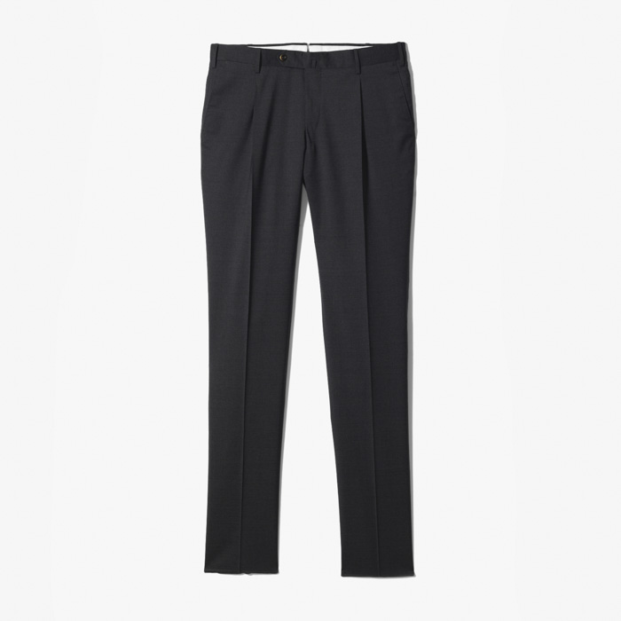 CLASSIC SLIM FIT 1PLEAT PANT (FOUR SEASON STRETCH PLAIN WEAVE) DARK GRAY