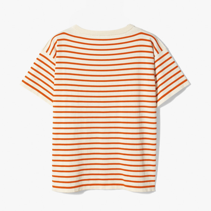 BOATSMAN SHORT (STRIPE ORGANIC COTTON) ORANGE