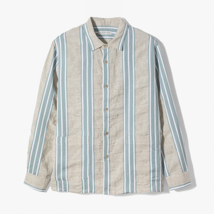 HADLEY 80 SHIRT JACKET (STRIPES LINEN) LIGHT BEIGE